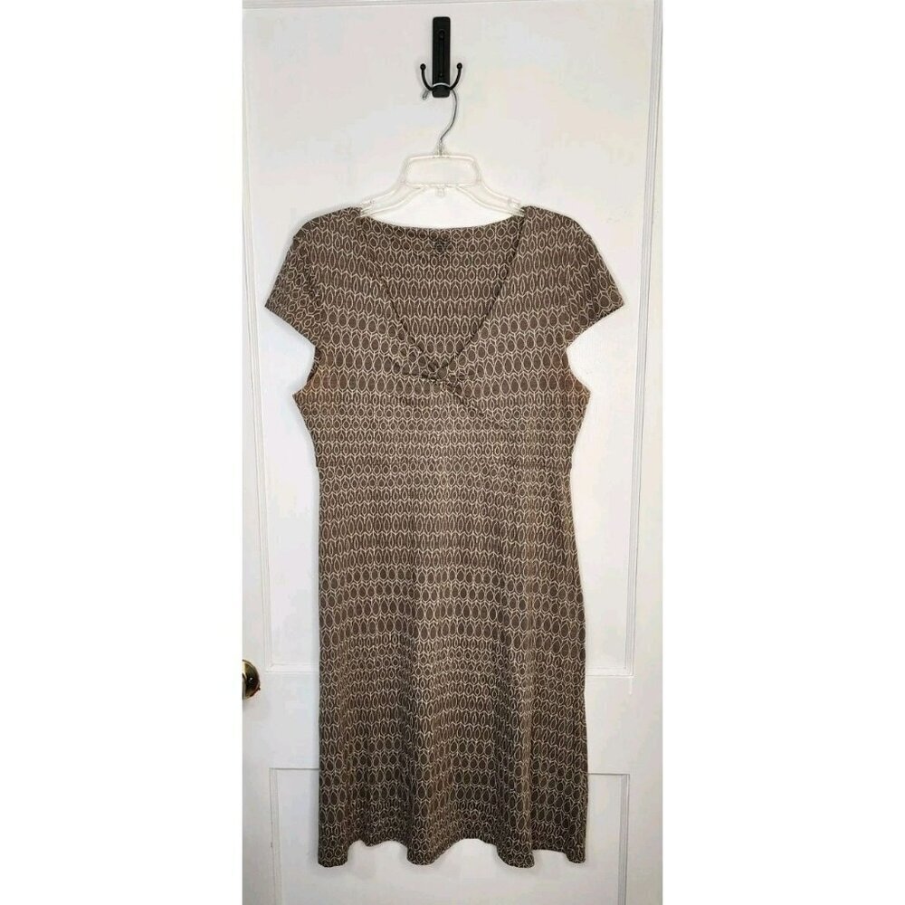 Toad & Co Rosemarie Fit & Flare Organic Cotton Large Brown Patterned Dress